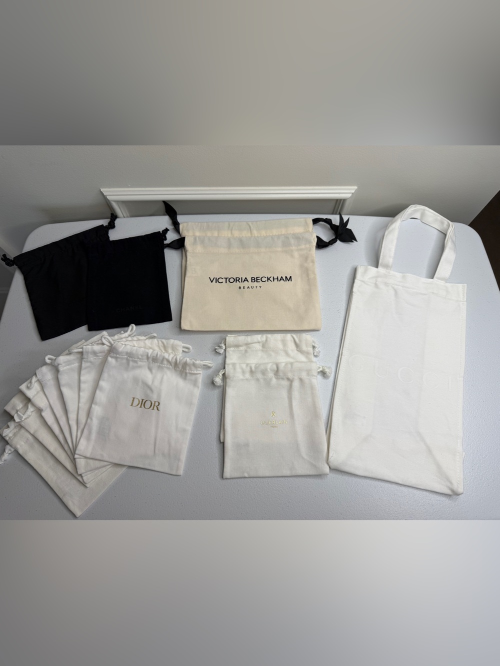 Luxury Assorted Designer White Dust Bags Collection, Bundle Contains 14 Items